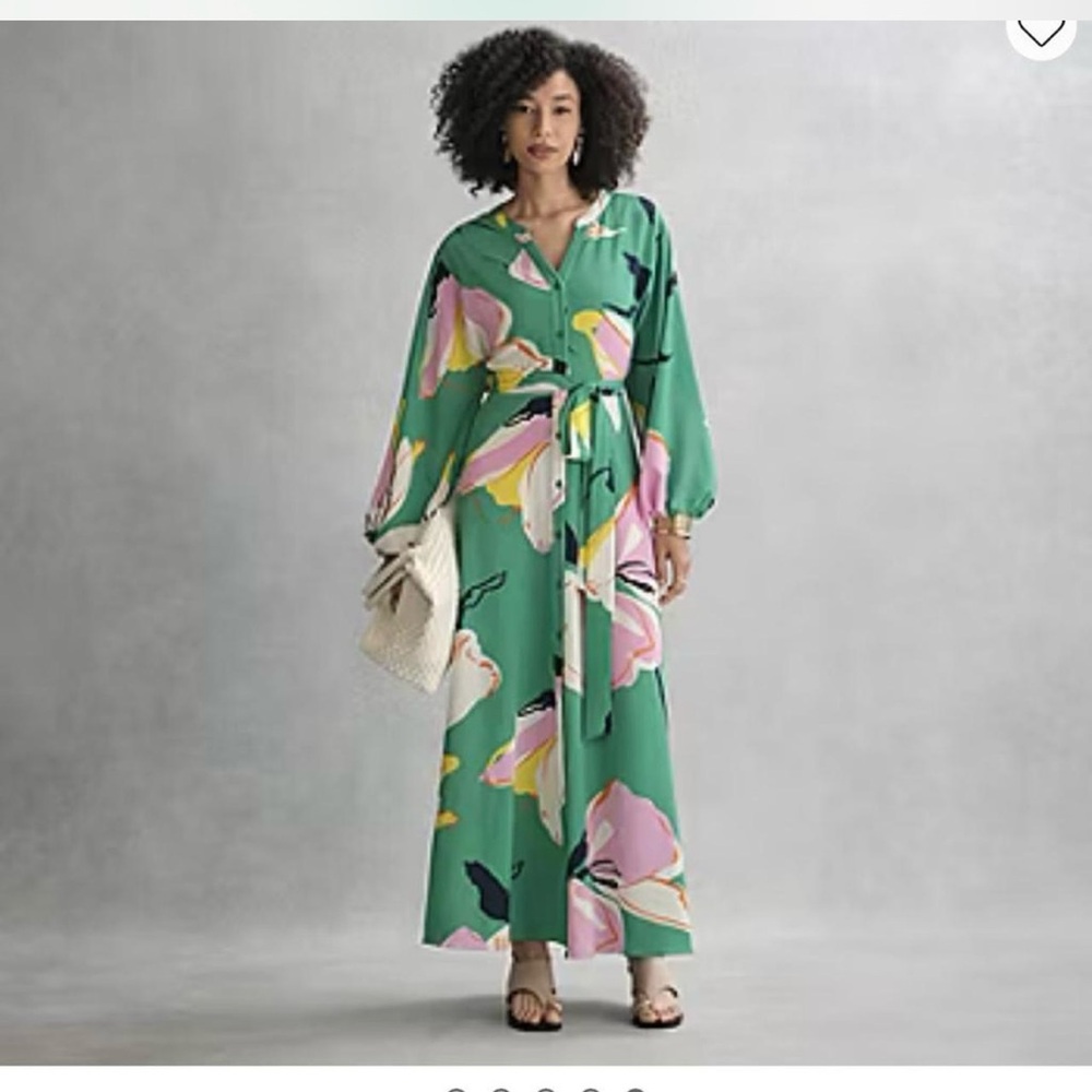 NWNT Premiere Amour Green Floral Long Sleeve Maxi Dress - Size 4 - Picture 4 of 5